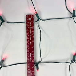 100-light Red 5mm LED Net Lights, Green Wire -Christmas Light Store red led net l5 1
