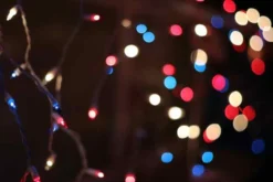 150-bulb Red White Blue Glass Icicle Lights, White Wire -Christmas Light Store red white blue icicle lights 12217a