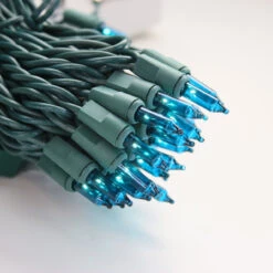 100-bulb Teal Mini Lights, 6" Spacing, Green Wire -Christmas Light Store teal mini lights green wire b 68dd6b74 2508 4c18 bda6 9007351f7f23