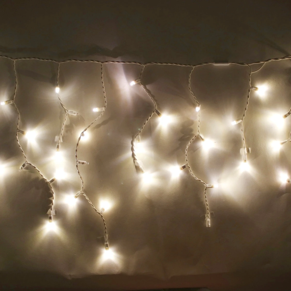 100-light Warm White 5mm LED Icicle Lights, White Wire 1 100-light Warm White 5mm LED Icicle Lights, White Wire