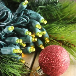 50-light 5mm Yellow LED Christmas Lights, 4" Spacing Green Wire -Christmas Light Store yellow 5mm led christmas lights 080518b