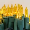 100-bulb Yellow MiniLights, 4" Spacing, Green Wire